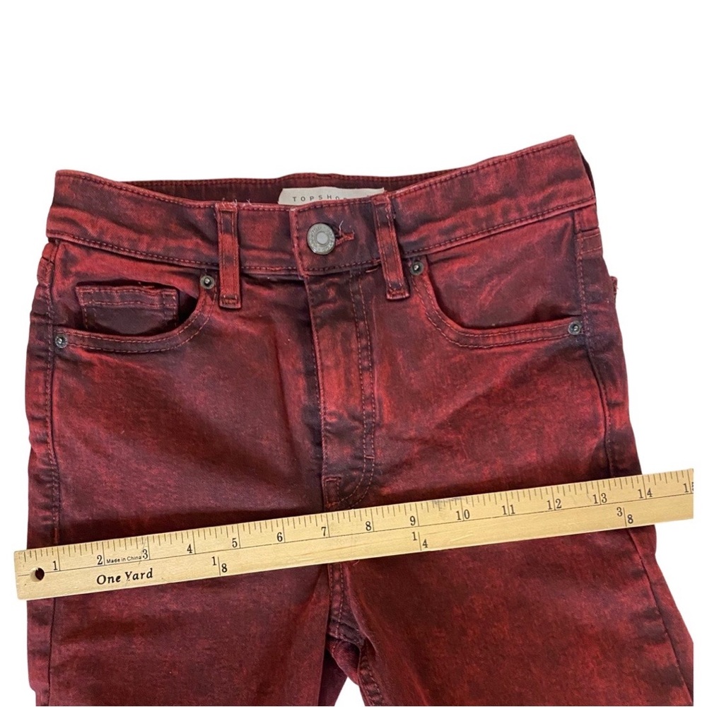 TOPSHOP JAIME- high waist Red Acid Wash Skinny jeans - Picture 8 of 13